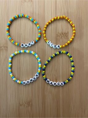 The Simpsons Inspired Bracelets Set of four (4) Homer Marge Bart Lisa